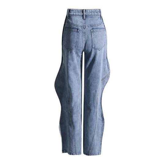 Heidi-Mode - High Waist Jeans mit geschwungenen Nähten