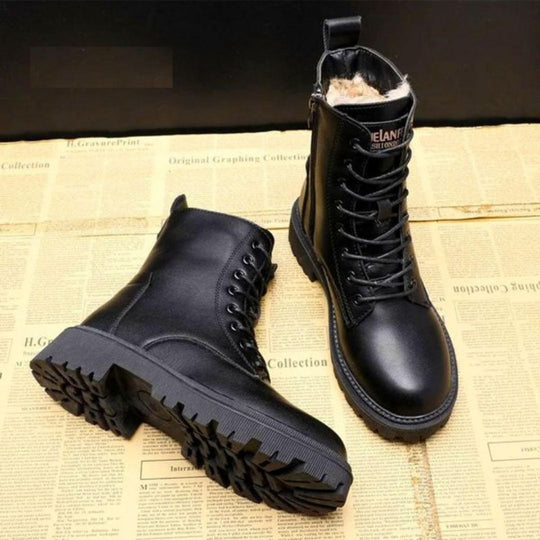 Heidi | Gefütterter Chunky Boot schwarzes Leder