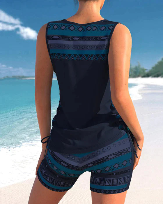 Heidi-Mode | Tankini mit Tribalprint und Gekreuzten Details