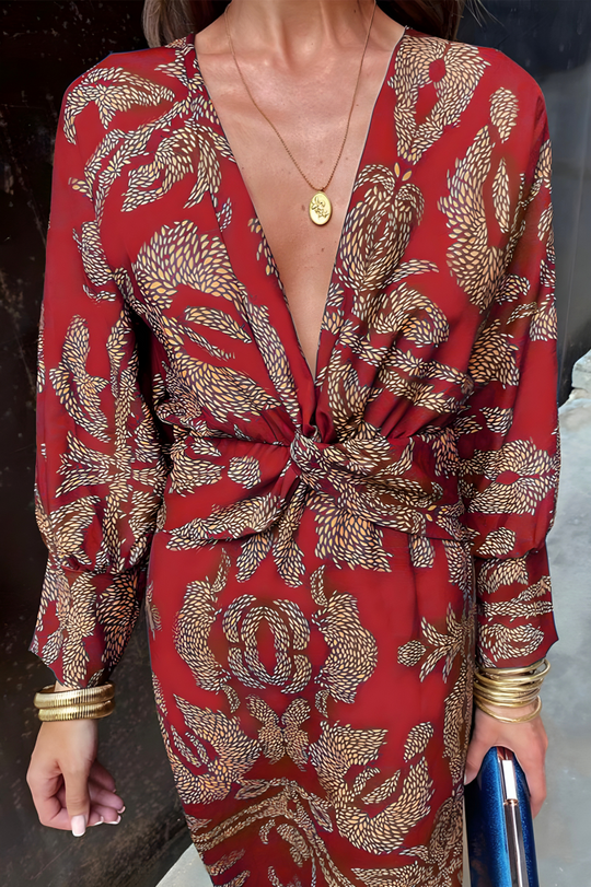 Heidi-Mode | Knotendes V-Ausschnitt Maxikleid
