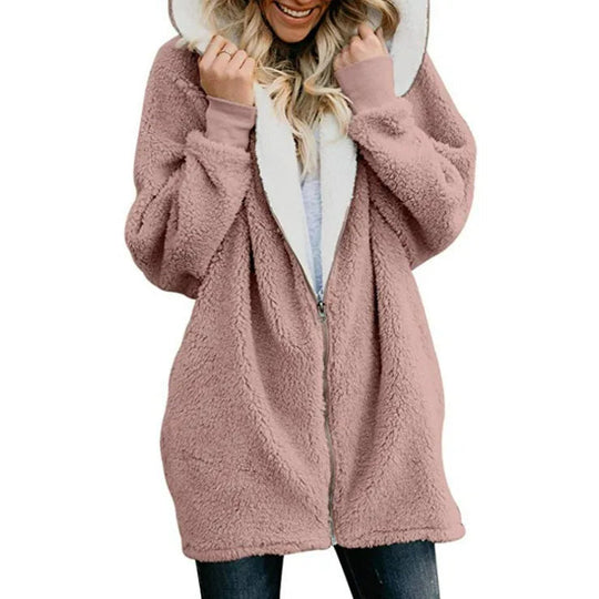 HeidiMode | Flauschiger Fleecemantel Mit Kapuze Und Weicher Tasche