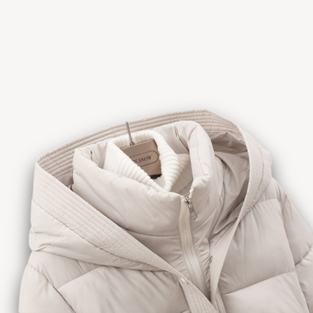 Heidi-Mode | Damen Pufferjacke mit Kapuze und Gürtel