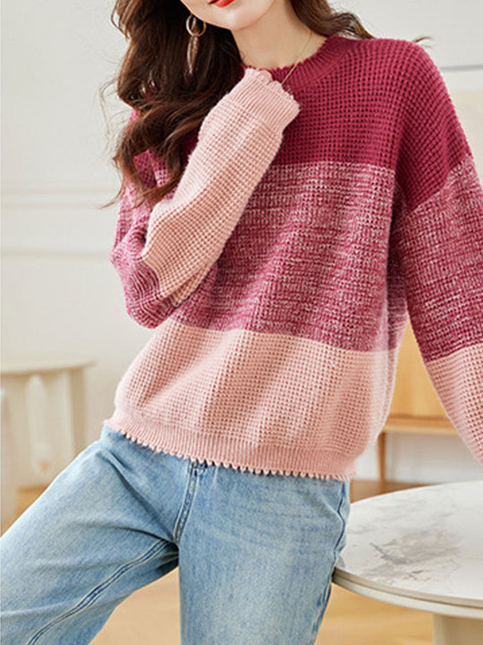 Heidi-Mode | Pullover Lose Rundhals Ombre Gestrickt