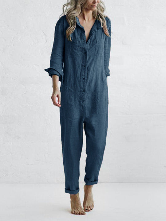 Bequemer Jumpsuit mit langen Ärmeln