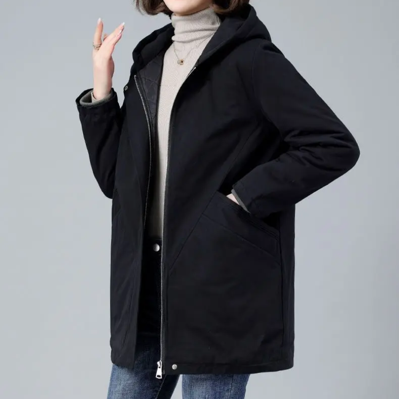 Heidi-Mode | Wattierte Jacke Damen, Leichtes Modell mit Kapuze, Reißverschluss und Taschen