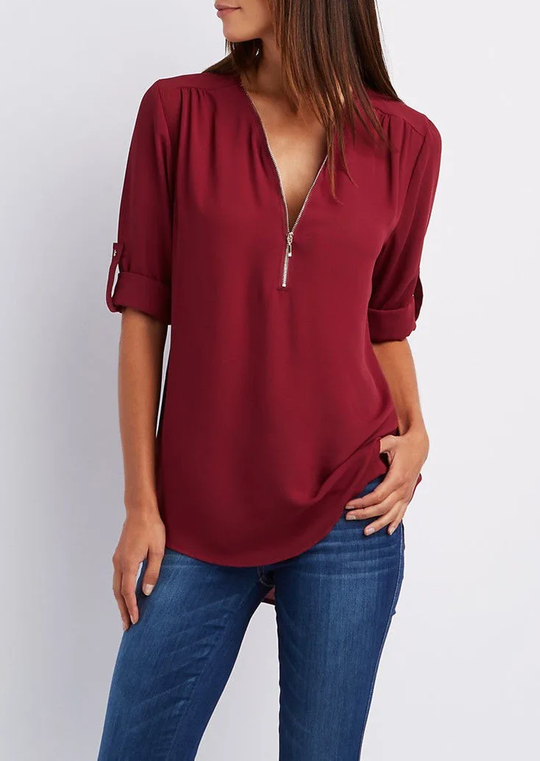 Heidi-Mode | Elegante V-ausschnitt Bluse für Damen