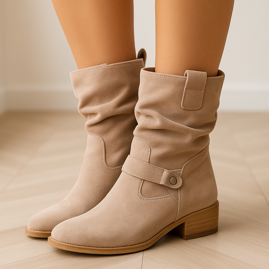 Heidi-Mode | Bequeme Damen Cowboy Stiefeletten mit Niedrigem Absatz