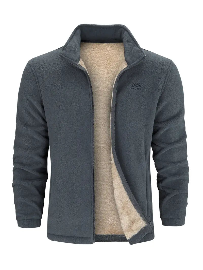 Heidi-Mode - Herren Warme Fleecejacke mit Stehkragen - Komfortable Reißverschlussjacke für Herbst und Winter