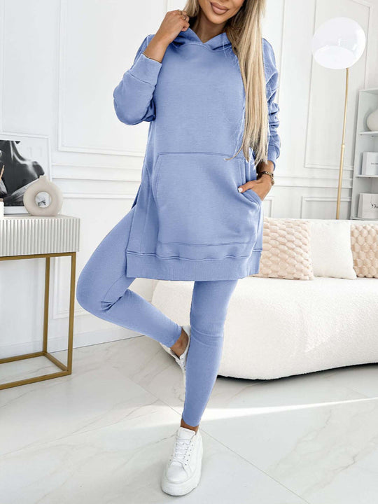 Heidi-Mode | Sportlich Lässiger Kapuzenpullover Dicke Unterhosen Leggings Set