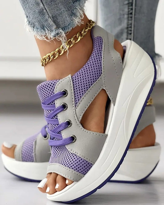 Comfy Cropped sandalen met kant