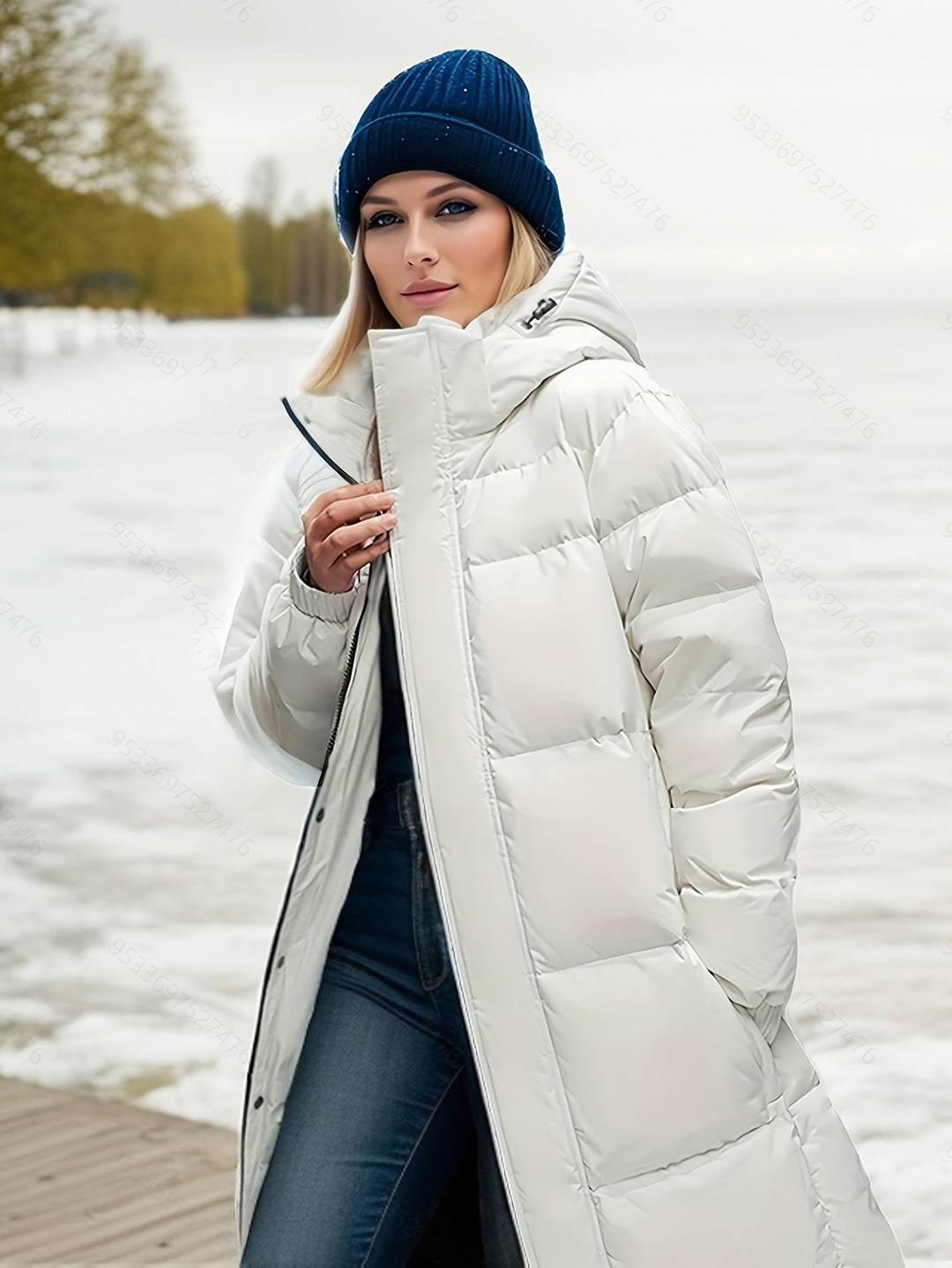 Heidi-Mode | Stylischer Puffer langer Wintermantel mit Kapuze und Polsterung perfekt für Outdoor-Aktivitäten