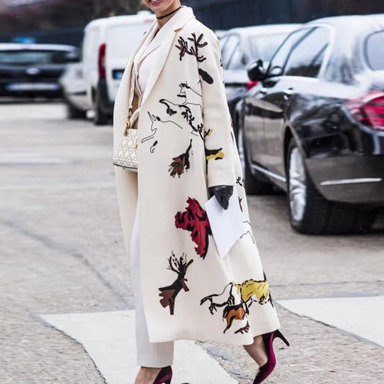 Heidi-Mode | Eleganter Damen Cardigan Langer Mantel Mit Stilvollen Mustern Für Lässige Eleganz