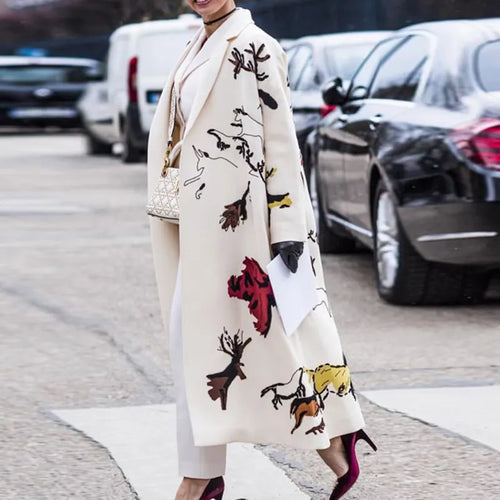 Heidi-Mode | Eleganter Damen Cardigan Langer Mantel Mit Stilvollen Mustern Für Lässige Eleganz