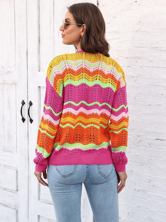 Heidi-Mode | Offene Front Durchbrochene Strickjacke