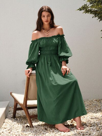Heidi-Mode | Gekräuselte Schulterfreie Volantärmeldress