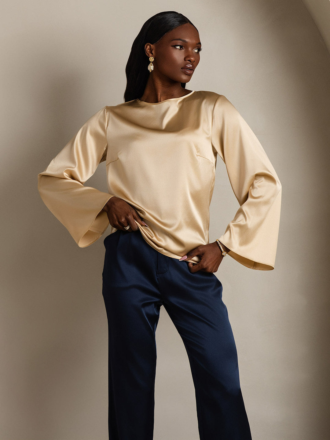 Heidi-Mode | Seiden Langarm Bluse