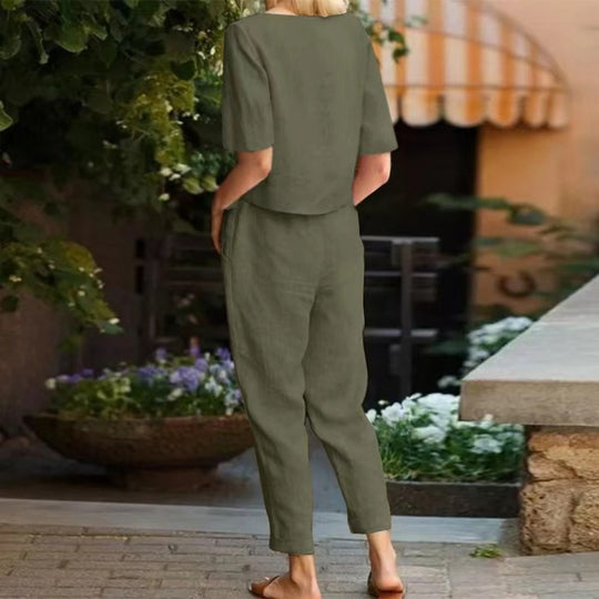 Heidi Mode | Übergroße Bluse Hose mit weitem Bein Retro zweiteiliges Set