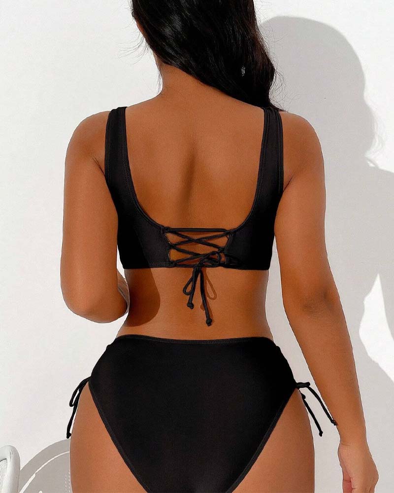 Heidi-Mode |  bikini-badeanzug mit kordelzug und schnürung hinten