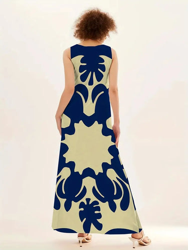 Heidi – maxikleid mit grafischem print und v-ausschnitt