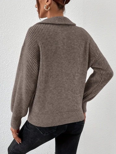 Heidi-Mode | Lässiger Halb-Reißverschluss gestrickter Pullover