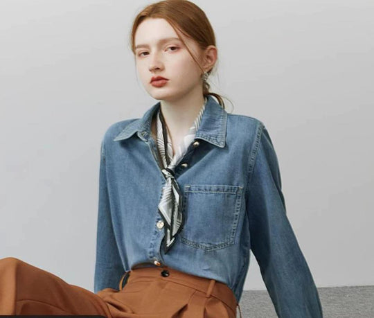 Heidi-Mode | Women'S Blue Denim Spring Shirt Jacket