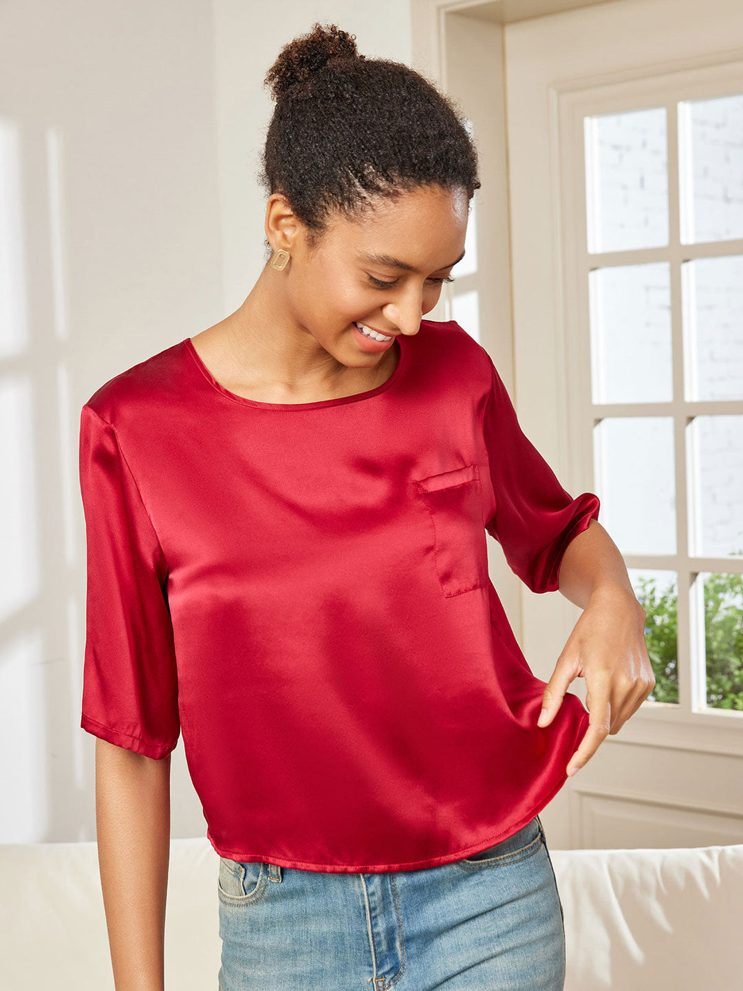 Heidi-Mode | 100% Seide Lässiges Damen T-Shirt