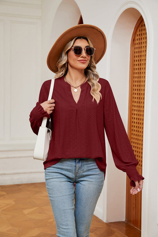 Heidi-Mode | Notchkragen Volant Ärmel Bluse