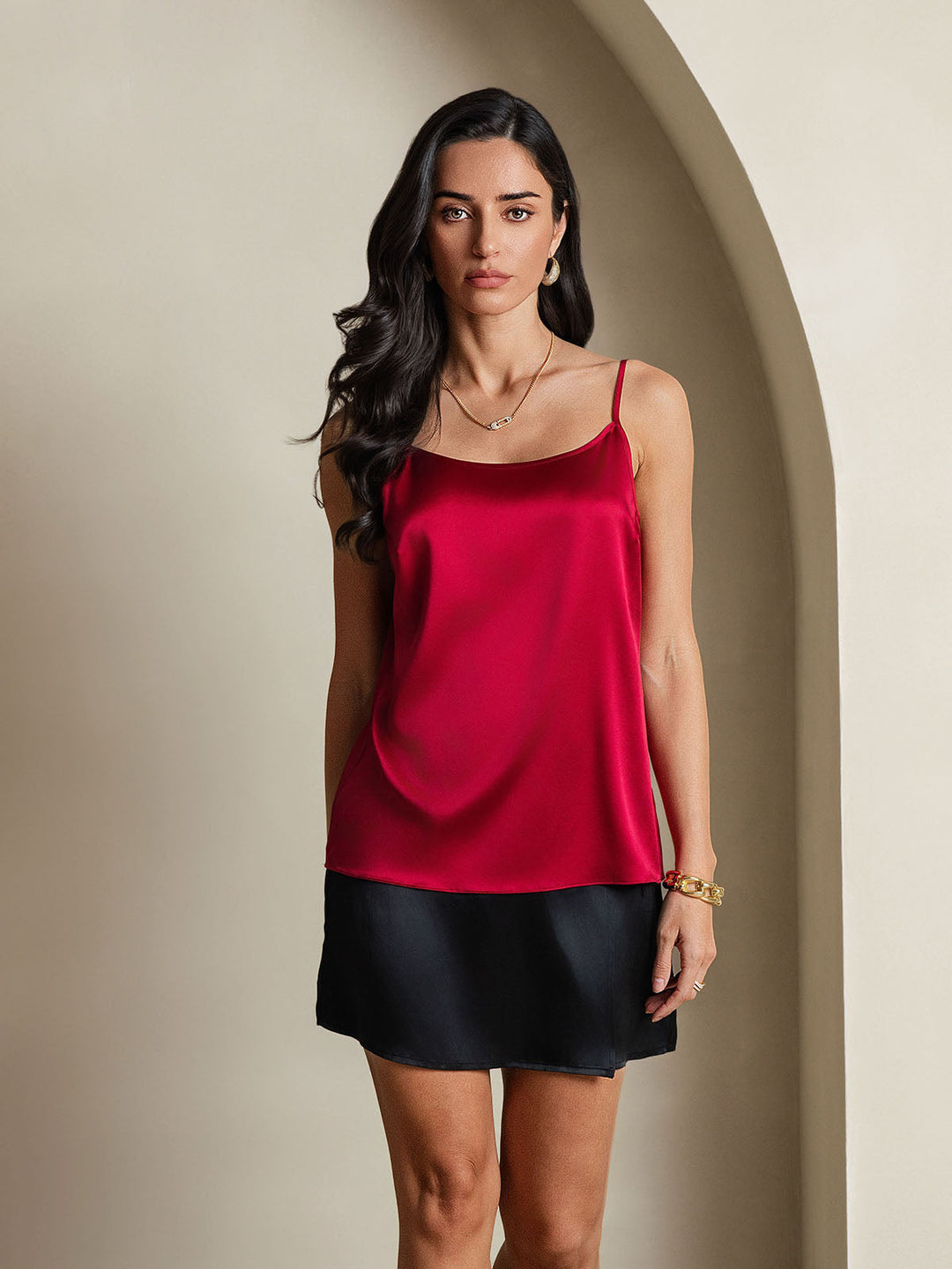 Heidi-Mode | Seide Entspannt Spaghettiträger Camisole Top