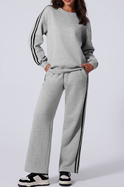 Heidi-Mode | Seitlich Gestreiftes Rundhals-Top und Active Set mit Hose