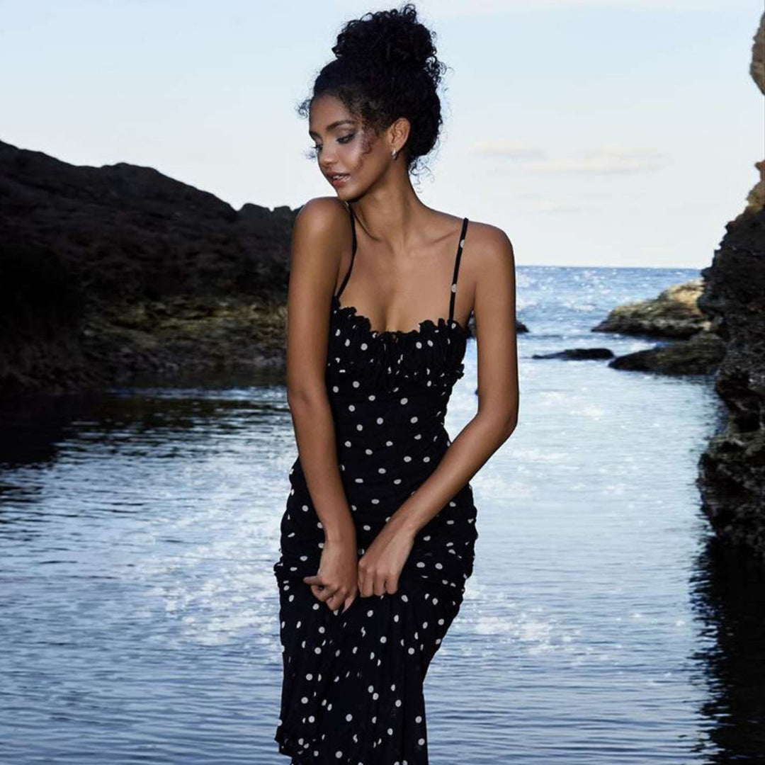 Heidi Mode | Kleid mit gepunkteten Strapsen mit Neckholder