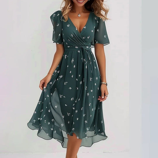 Heidi-Mode | Midi Kleid mit Stilvollem Blumenmuster