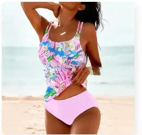 Heidi-Mode | Retro Hochgeschnittene Bikini mit Stranddruck