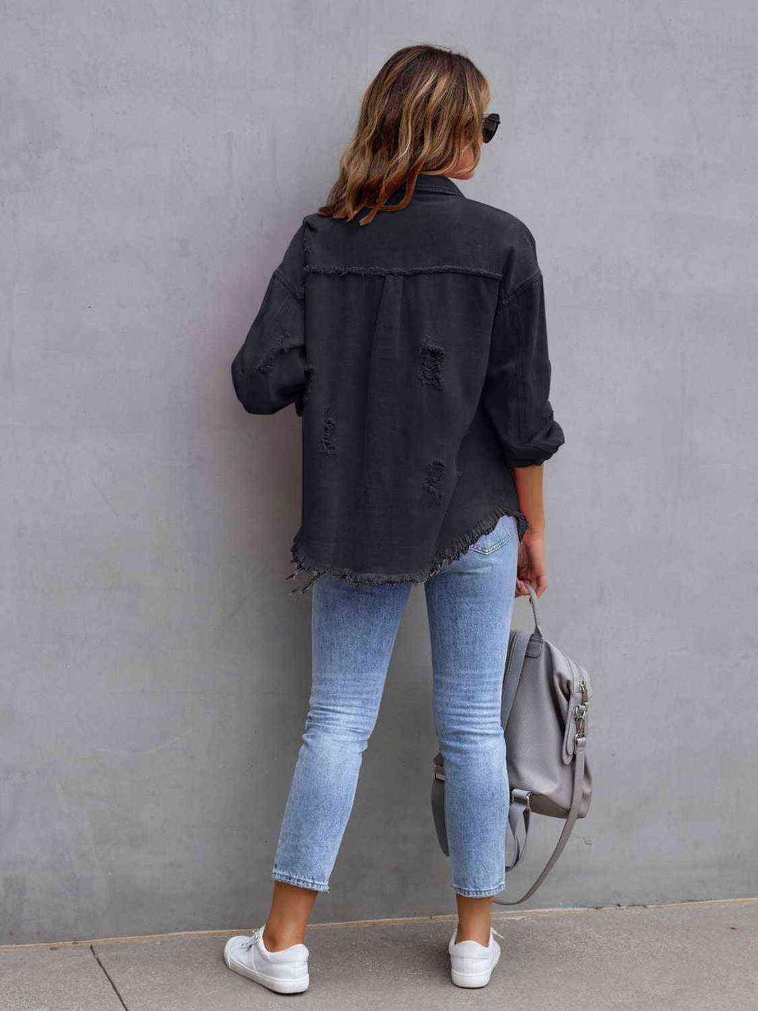 Heidi-Mode | Zerrissene Drop Shoulder Denim Jacke
