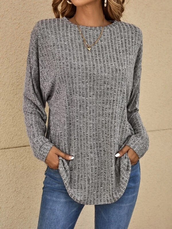 Damen Top dehnbar und bequeme Strick-T-Shirt Bluse