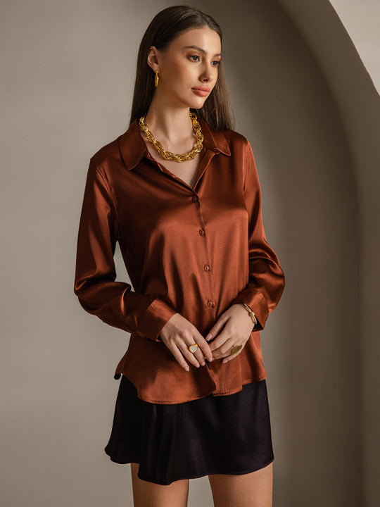 Heidi-Mode | Damen Seiden Basis Militär Revers Hemd