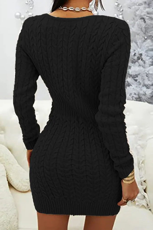 Heidi-Mode | Alle Herbst Sachen Kabel Reißverschluss Hals Strick Pullover Kleid
