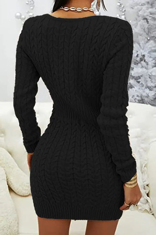 Heidi-Mode | Alle Herbst Sachen Kabel Reißverschluss Hals Strick Pullover Kleid