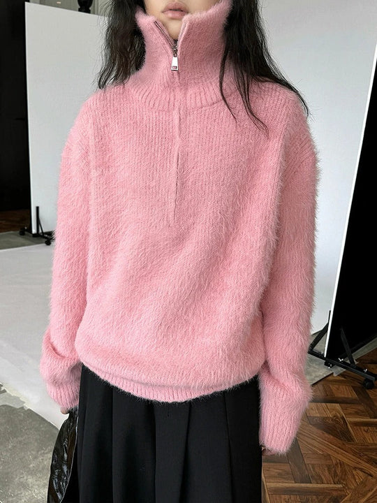 Heidi-Mode | Flauschiger Pullover mit Reißverschluss