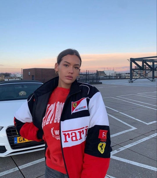 Heidi-Mode | Weinlese Ferrari Racer Jacke mit Sportlichem Stil (Unisex)