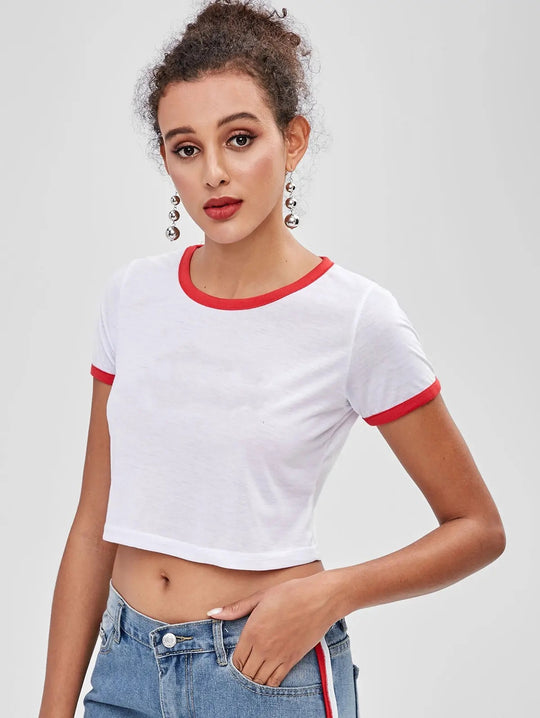 Heidi Mode | Slim Fit farblich passende kurze Ärmel