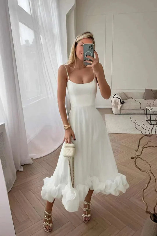 Midikleid mit Rüschen und Bustier