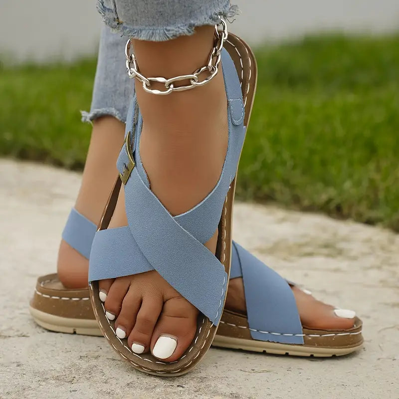 Heidi-Mode | Kreuzen Sie Riemen Plattform Weiche Sohle Sandalen