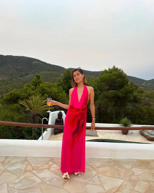 Heidi-Mode | Halter Offene V-Rückenlose Maxi Kleider