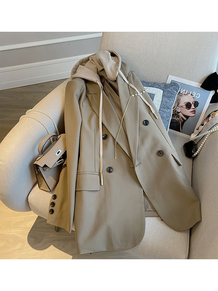 Heidi-Mode | Oversized Blazer Mit Kapuze Für Damen