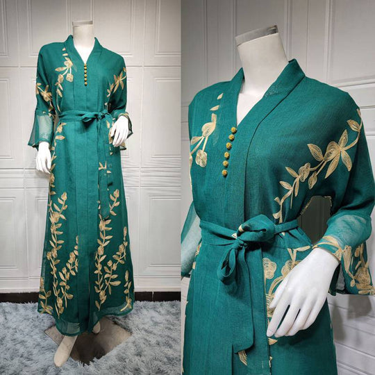 Heidi-Mode | Bestickte Abendkleid Kaftan Kleid Frauen Caftan