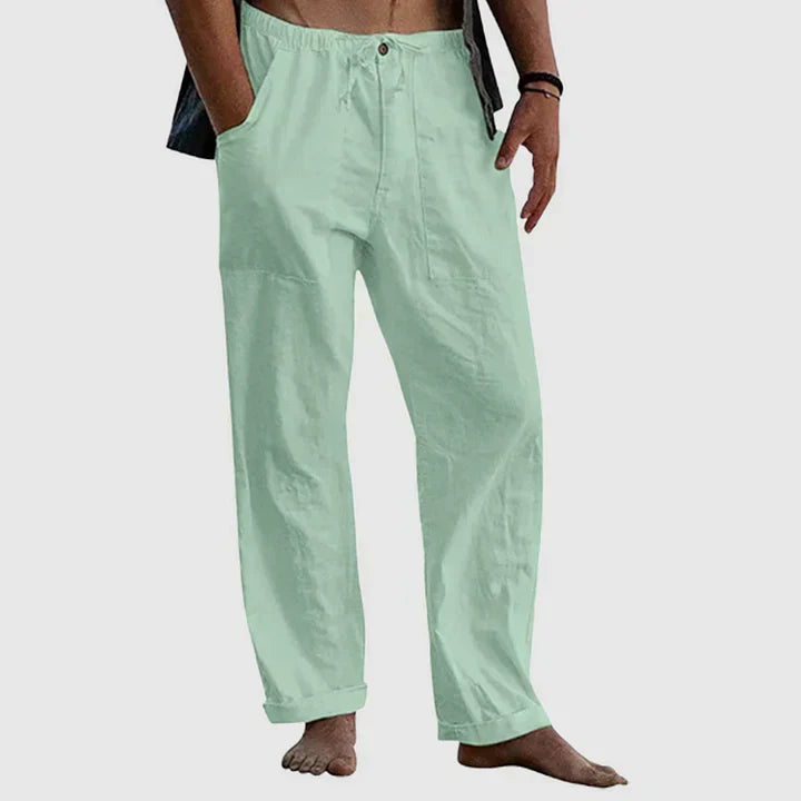 Heidi-Mode | Damen Leinen Hose mit Kordelzug Lässig Fit