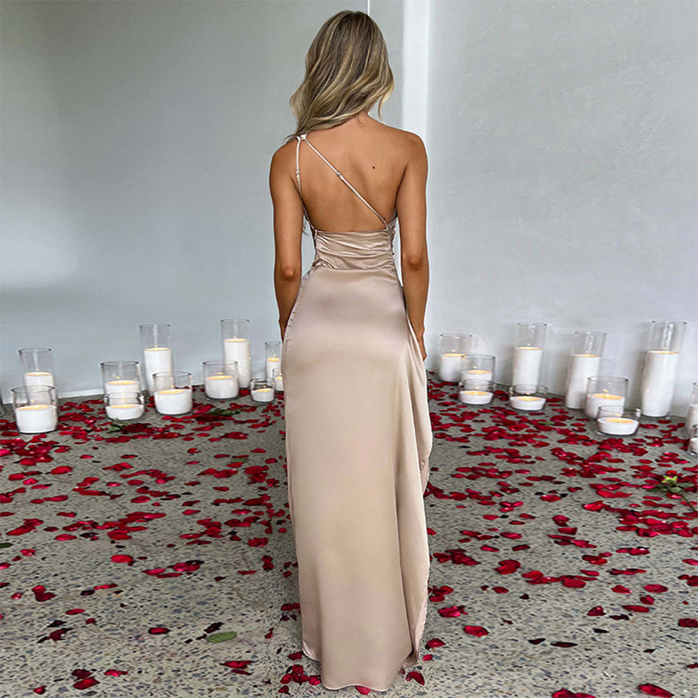 Elegante Lange Satin Kleid