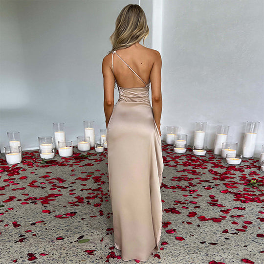 Elegante Lange Satin Kleid