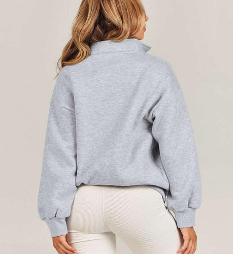 Heidi-Mode - Streetwear Herbst Oversize Halb Zip Pullover Sweatshirt für Frauen