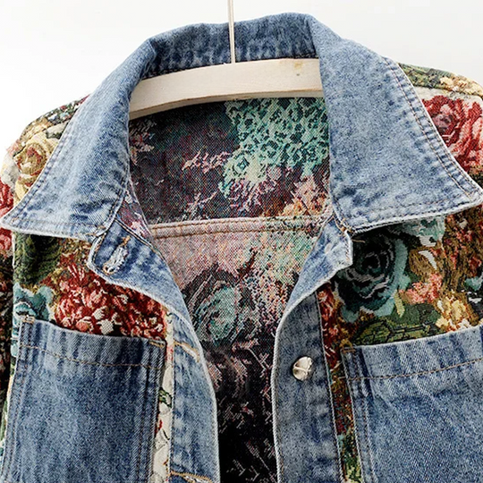 Heidi-Mode | Geblümte Denim Jacke